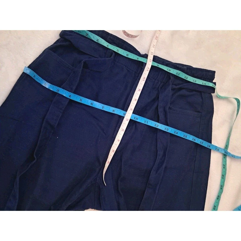NEW J. Crew Twill Paper Bag Full Length Pant Dark Blue Cotton Belt CL241 Size 8
